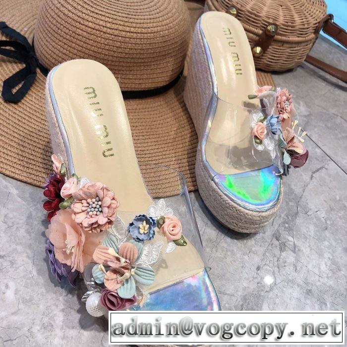 サンダル 2色可選 ミュウミュウ MIUMIU 《2019年》今、注目のストリート 暑い季節も大活躍