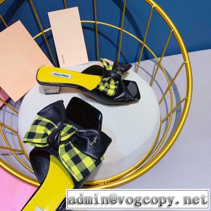 ミュウミュウ MIUMIU スリッパ 2色可選 今季は特に注目ファション 2019年春夏シーズンの人気