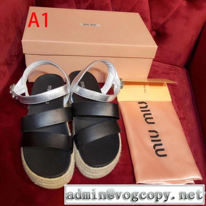 【2019年】夏のファッション 春夏らしい爽やかさ ミュウミュウ MIUMIU サンダル 2色可選