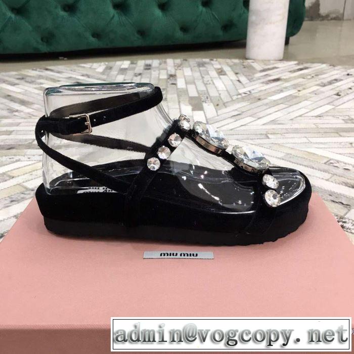 今シーズン注目のデザイン ミュウミュウ MIUMIU サンダル 3色可選 2019SSのトレンド商品