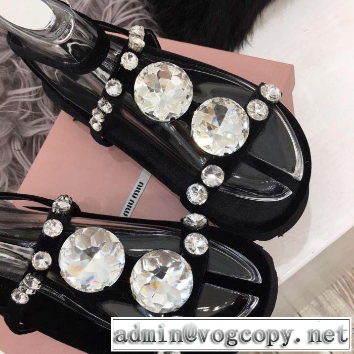 今シーズン注目のデザイン ミュウミュウ MIUMIU サンダル 3色可選 2019SSのトレンド商品