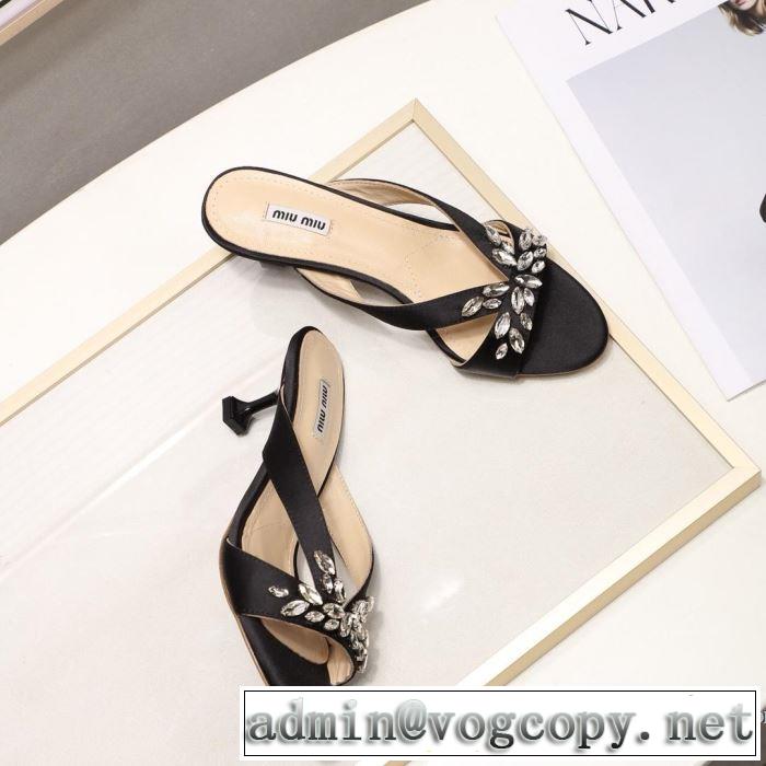 ミュウミュウ MIUMIU サンダル 3色可選 2019年春夏のトレンドアイテム 春夏の流行りトップス