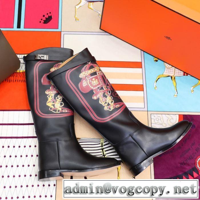 2色可選 2019トレンド秋冬おすすめ安い エルメス HERMES 秋冬コーデと相性がいい レザーブーツ おしゃれなファッションコーデ