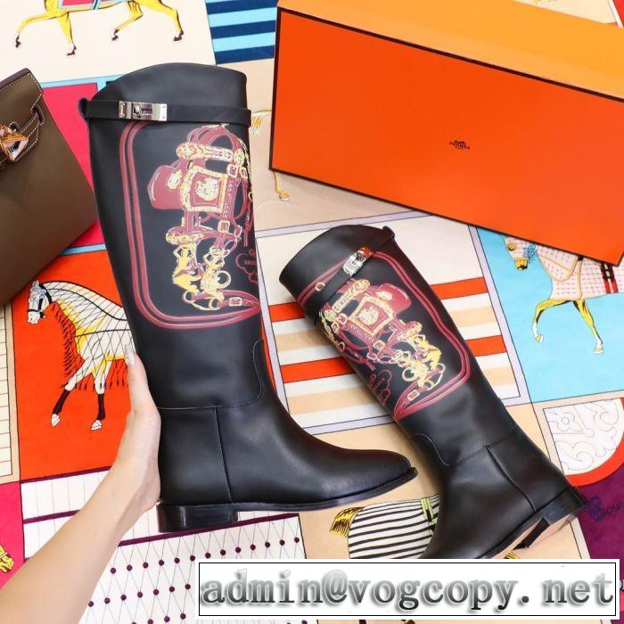 2色可選 2019トレンド秋冬おすすめ安い エルメス HERMES 秋冬コーデと相性がいい レザーブーツ おしゃれなファッションコーデ