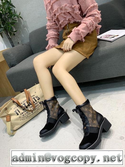 2色可選 2019トレンドカラー秋冬セール ルイ ヴィトン LOUIS VUITTON とにかく完璧ブランド新作 レザーブーツ 大胆なチェックの人気トレンド