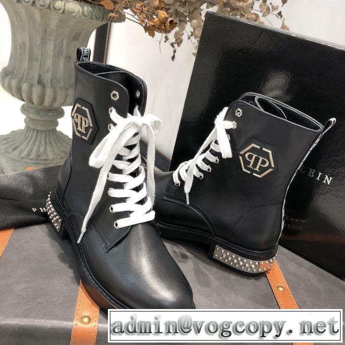 素敵続くトレンド レザーブーツ フィリッププレイン2019秋冬トレンドデザイン  PHILIPP PLEIN 人気の秋冬新作再登場