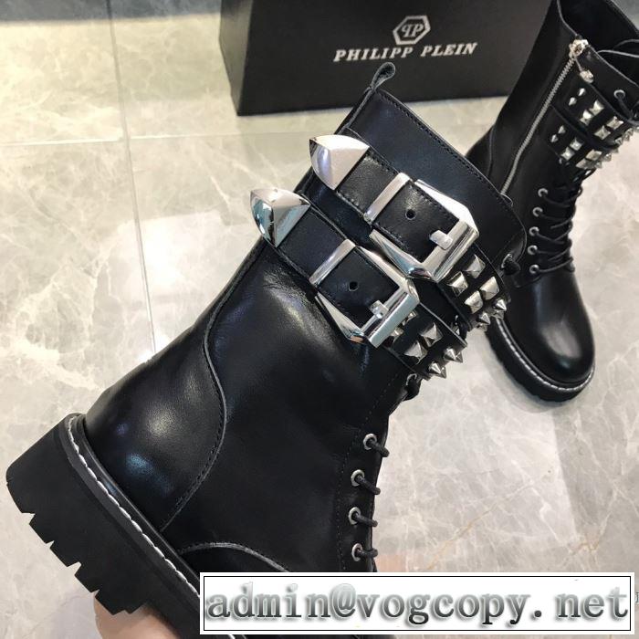2019秋冬人気色おすすめ フィリッププレイン PHILIPP PLEIN 今季トレンド新作はこれ レザーブーツ カジュアルコーデオシャレ