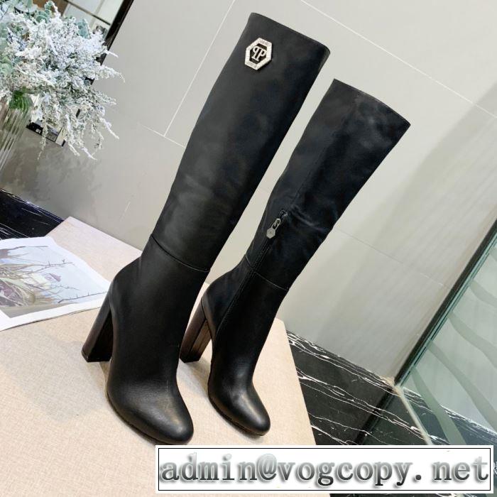 3色可選 レザーブーツ 今年らしいおすすめ新品 フィリッププレイン 2019秋断然ブランド推し PHILIPP PLEIN 秋冬コーデと相性がいい