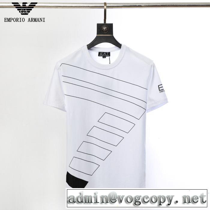  今旬のシルエットバランス アルマーニ 2色可選 ARMANI ちょっと大人の印象 スタイルアップ上品 Tシャツ/ティーシャツ