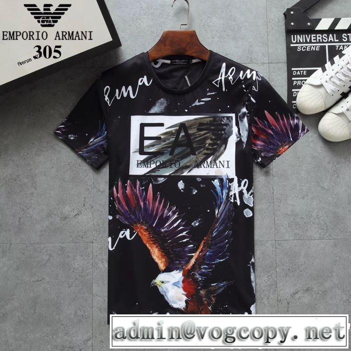 スタイルアップ効果 ARMANI アルマーニ  半袖Tシャツ 3色可選 2019春夏も引き続き人気セール