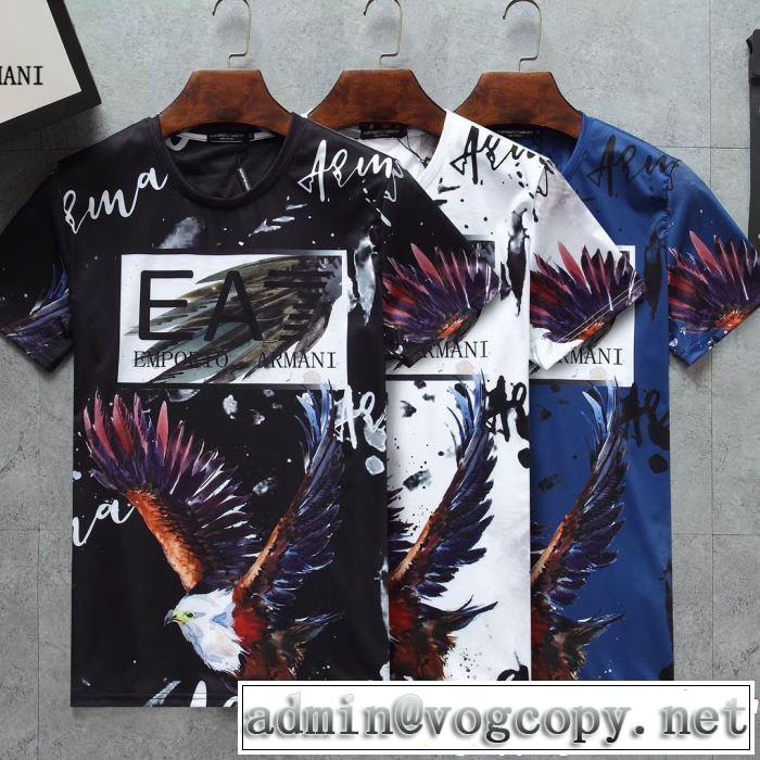スタイルアップ効果 ARMANI アルマーニ  半袖Tシャツ 3色可選 2019春夏も引き続き人気セール