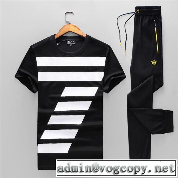  2色可選 2019春夏は人気定番 ARMANI 知的な夏のスタイルアルマーニ上品なリラックス感 半袖 上下セット
