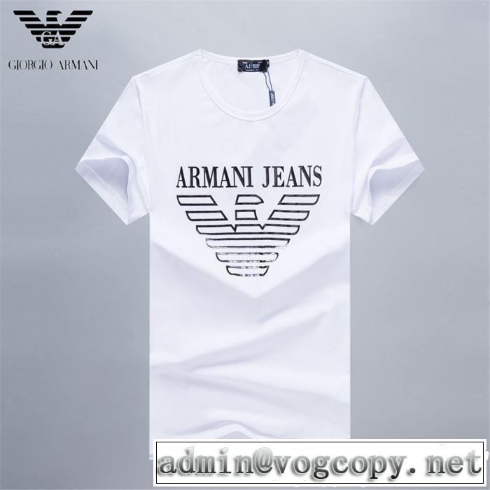 今年春夏ファション流行り 2019年の春夏に着たい 通勤の定番 ARMANI アルマーニ 半袖Tシャツ 3色可選