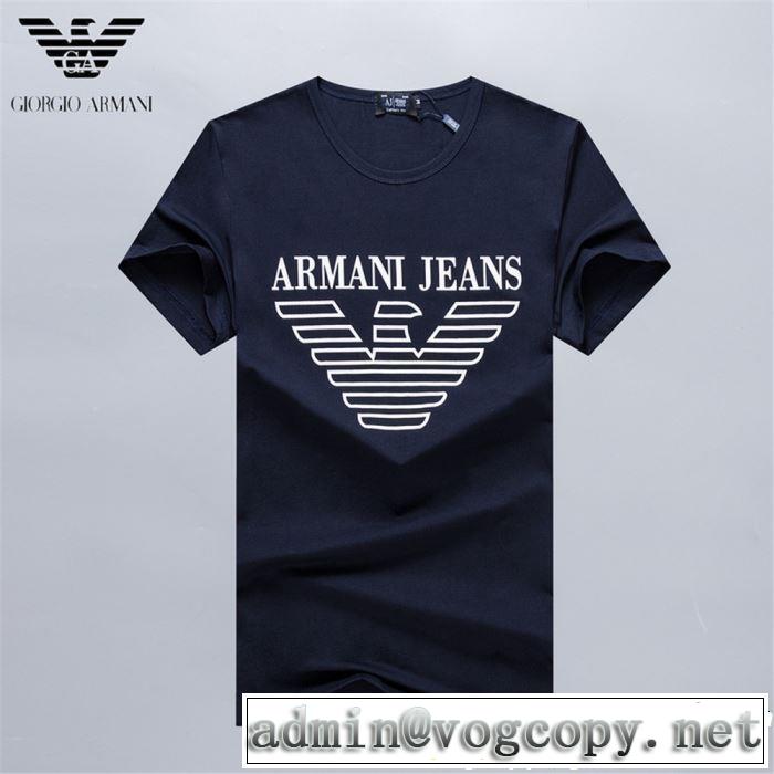 今年春夏ファション流行り 2019年の春夏に着たい 通勤の定番 ARMANI アルマーニ 半袖Tシャツ 3色可選
