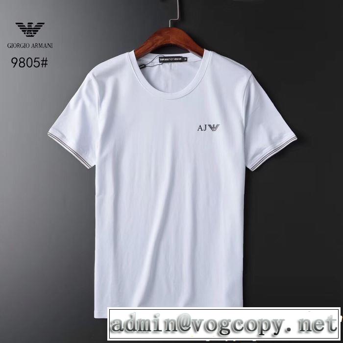 オシャレ印象で人気の高い 2019春夏人気トレンドアイテム ARMANI アルマーニ 半袖Tシャツ 3色可選