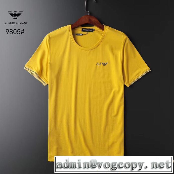 オシャレ印象で人気の高い 2019春夏人気トレンドアイテム ARMANI アルマーニ 半袖Tシャツ 3色可選