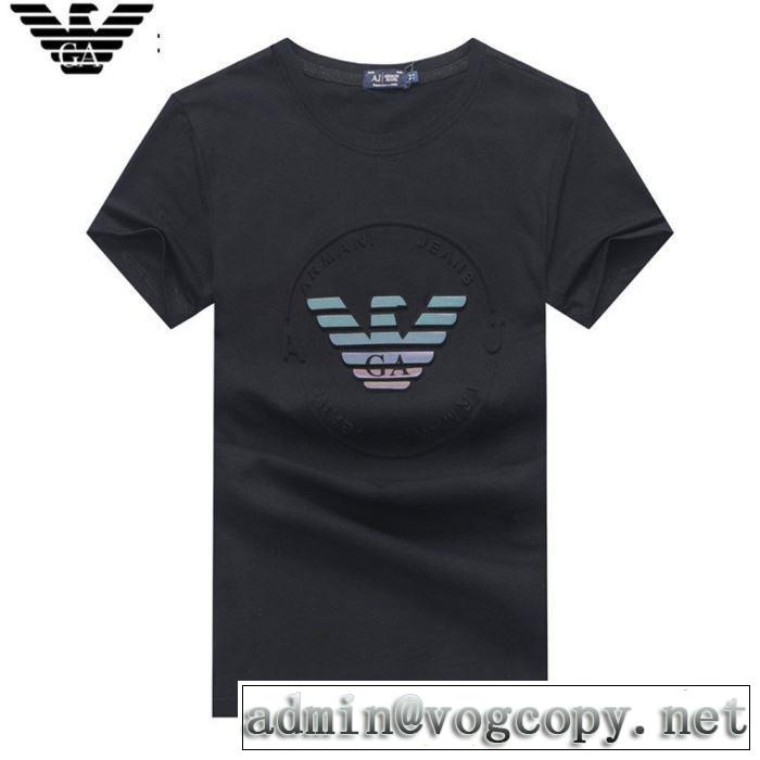 ARMANI 大人らしく仕上げ Tシャツ/半袖 【2019年】夏のファッション 4色可選 アルマーニ  キレイめ感が強い