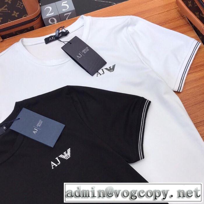 上品な涼やかさある印象に アルマーニ ARMANI  夏らしい品格が漂う 2色可選2019春夏の大注目トレンド 半袖Tシャツ