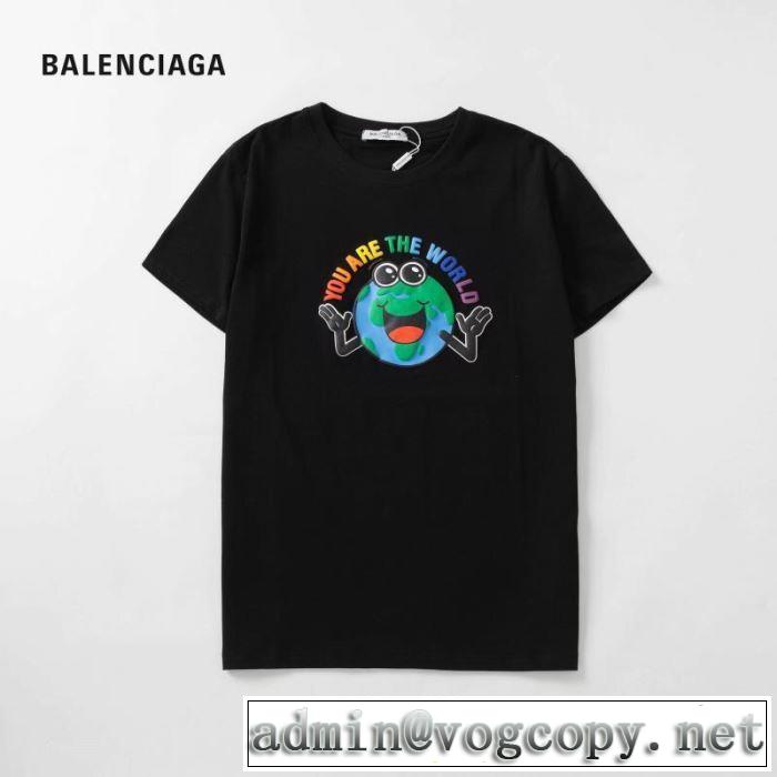 バレンシアガ BALENCIAGA 半袖Tシャツ 男女兼用 2色可選 2019春夏も引き続きトレンド 今季流行りの人気新作