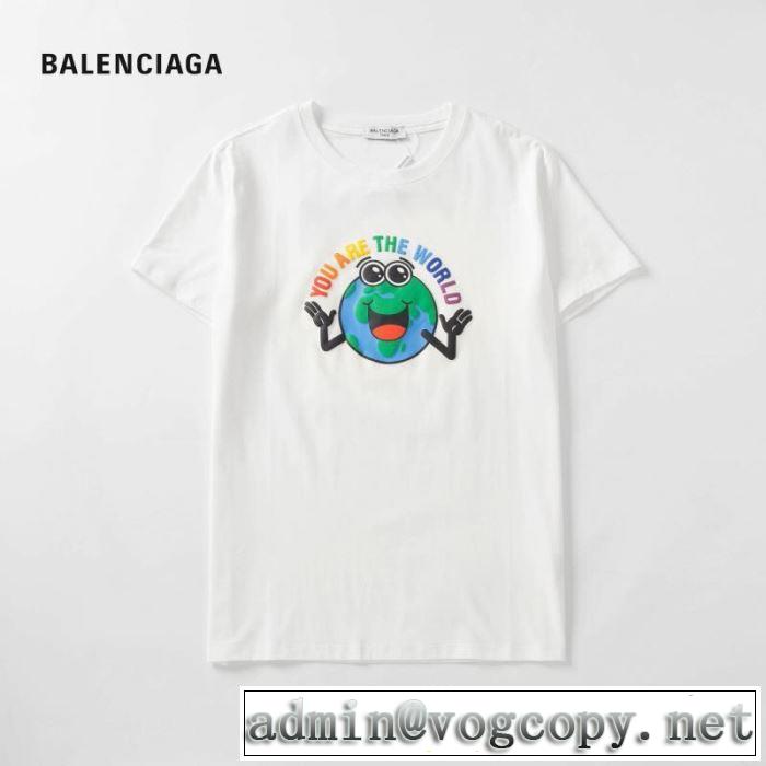 バレンシアガ BALENCIAGA 半袖Tシャツ 男女兼用 2色可選 2019春夏も引き続きトレンド 今季流行りの人気新作