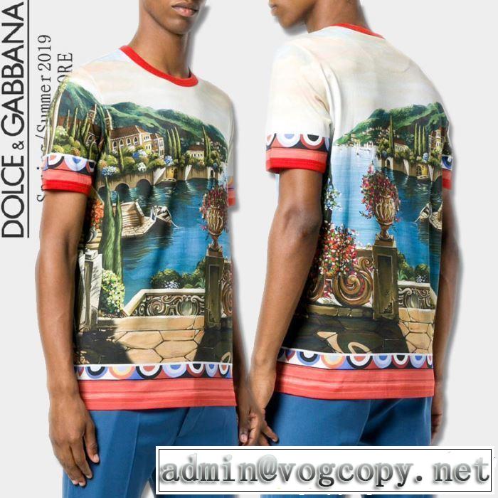 目を引く春夏トップス 【2019春夏】最新コレクション Dolce&Gabbana ドルチェ＆ガッバーナ 半袖Tシャツ