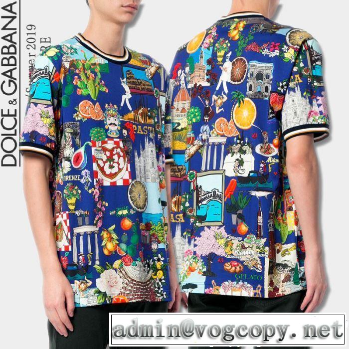 今年春夏ファション流行り Dolce&Gabbana ドルチェ＆ガッバーナ 半袖Tシャツ 2019春夏の大注目トレンド