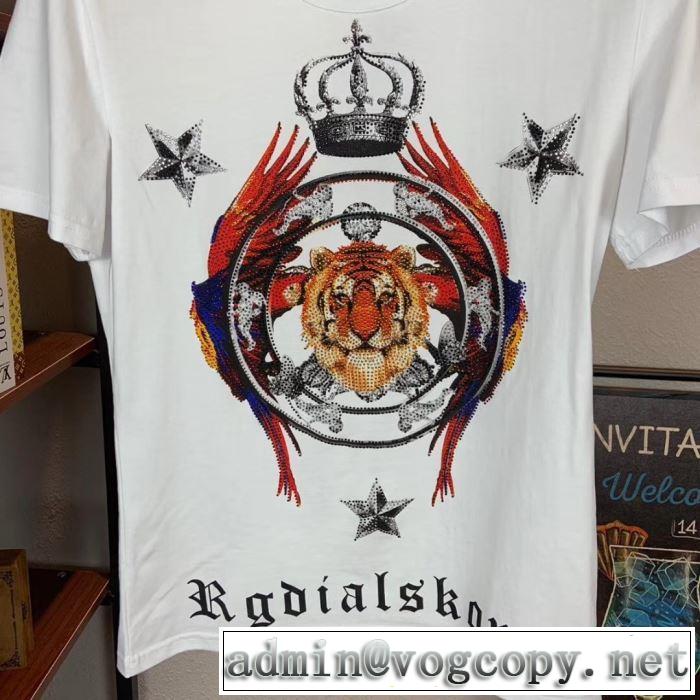 ドルチェ＆ガッバーナ Dolce&Gabbana 大人っぽく見せ新作 2019夏ファション新品 半袖Tシャツ 2色可選 夏らしい品格が漂う
