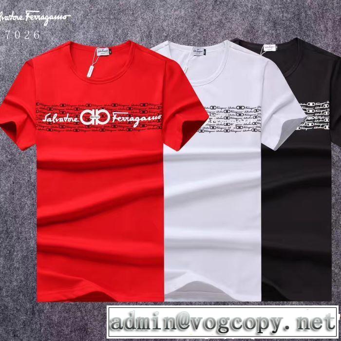 2019即旬な装いに 素敵なスタイルで夏の定番 FERRAGAMO サルヴァトーレフェラガモ 半袖Tシャツ 3色可選