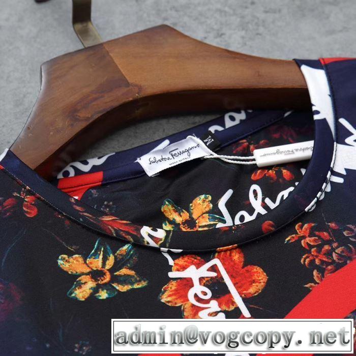 2019春夏も引き続きトレンド 今年春夏ファション流行り FERRAGAMO サルヴァトーレフェラガモ 半袖Tシャツ 3色可選