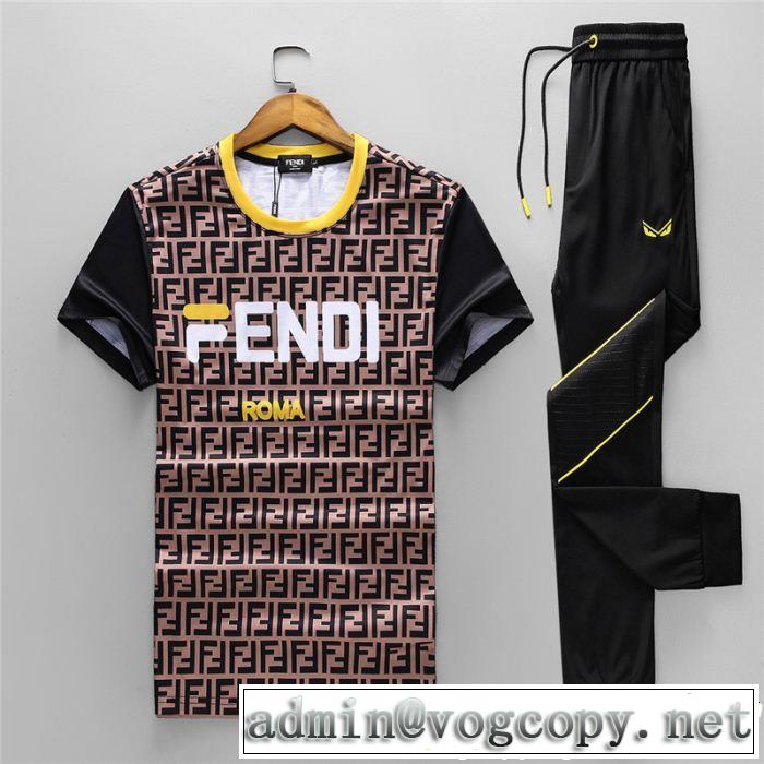  この夏を迎える人気新作半袖 上下セット2019年春夏の限定コレクション 2色可選 FENDI フェンディ