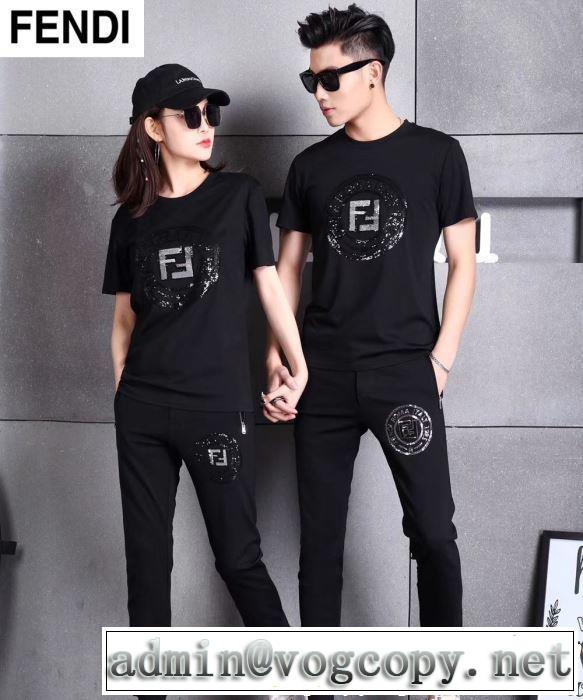  最新で一目惚れ半袖  FENDI フェンディ 上下セット安定感のある2019夏新作 男女兼用