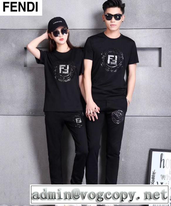 最新で一目惚れ半袖  FENDI フェンディ 上下セット安定感のある2019夏新作 男女兼用