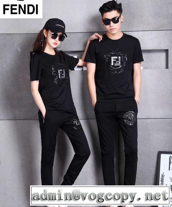 最新で一目惚れ半袖  FENDI フェンディ 上下セット安定感のある2019夏新作 男女兼用