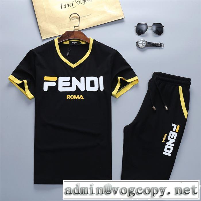  【2019春夏】最新コレクション  2色可選 FENDI フェンディ 半袖 上下セットギフト最適期間限定