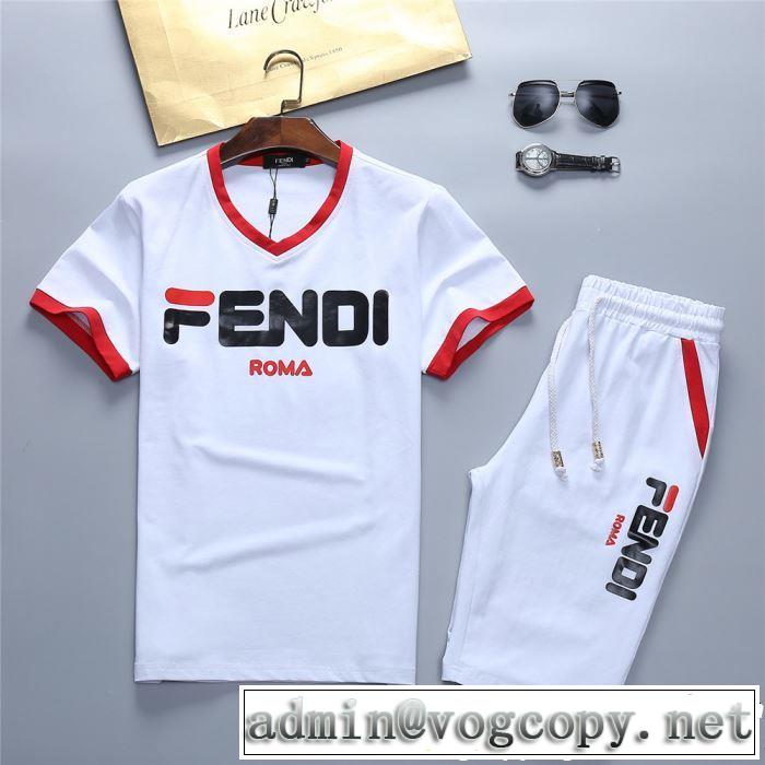 【2019春夏】最新コレクション  2色可選 FENDI フェンディ 半袖 上下セットギフト最適期間限定