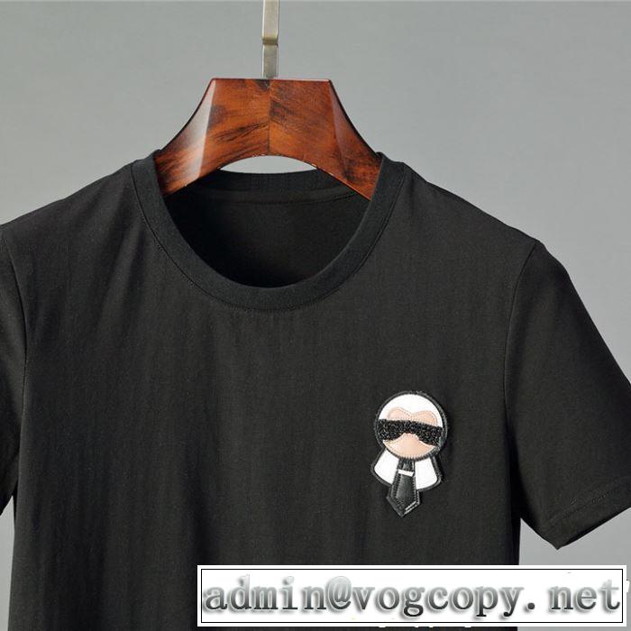 大胆にデザインオシャレ新品 2019春夏のトレンド新商品 FENDI フェンディ 2色可選 半袖Tシャツ