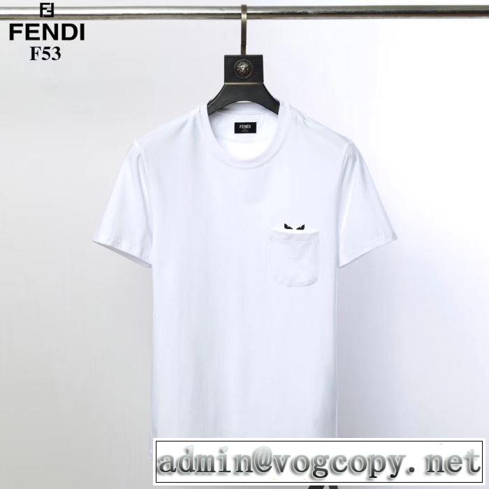 すっきりした印象に   FENDI 2019春夏のトレンド新商品Tシャツ/半袖 2色可選 フェンディ 最終価格セール