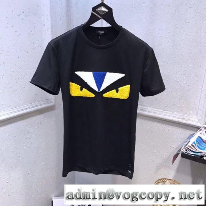 爽やかすぎない大人の印象に 2色可選 半袖Tシャツ 2019春夏の大注目トレンド フェンディ FENDI 大胆なデザイン 