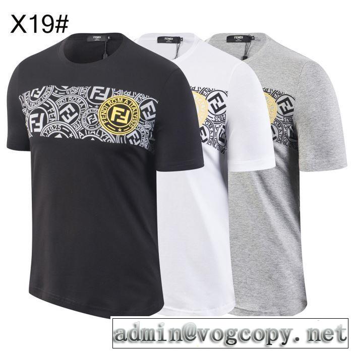 【2019年】夏のファッション 半袖Tシャツ  フェンディ風通しのよい FENDI 3色可選 気持ちいい真夏日にぴったり 