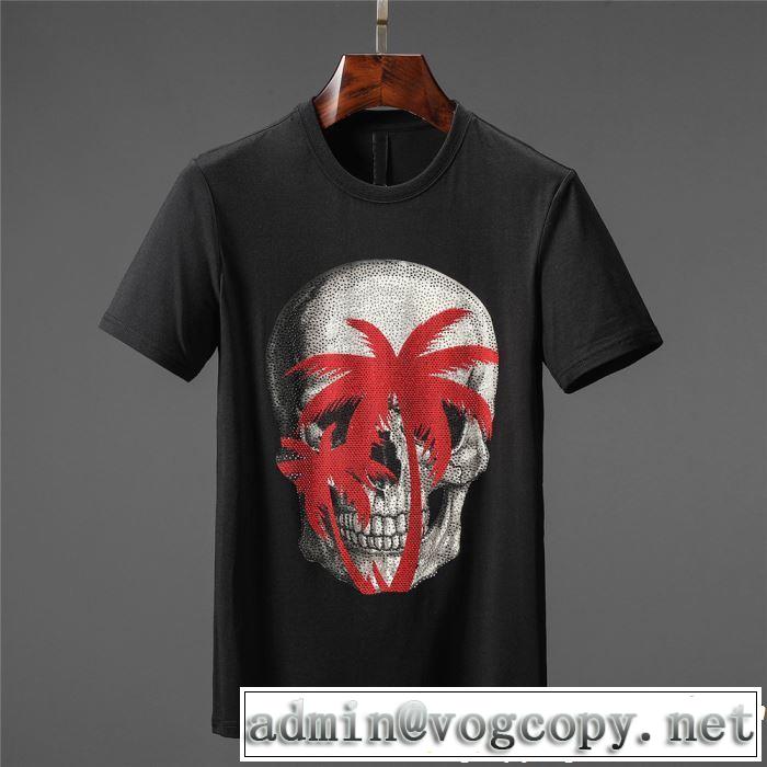  大人のこなれた着こなし Tシャツ/ティーシャツ フィリッププレイン PHILIPP PLEIN トップスをインするスタイル 2色可選 