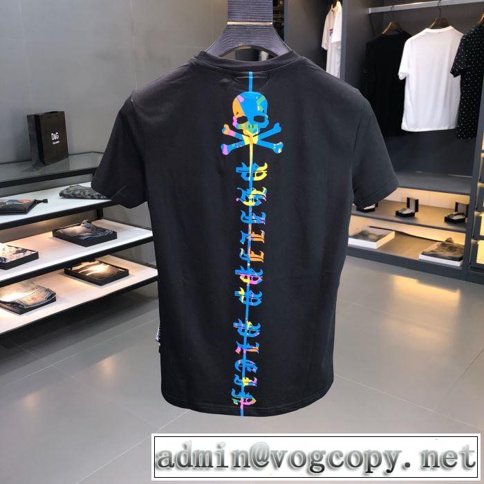 今風の着こなし新品 Tシャツ/半袖PHILIPP PLEIN 夏に良く似合うちょっと新品  2色可選フィリッププレイン