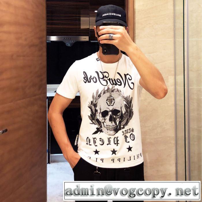 キレイめ感が強い Tシャツ/半袖  2019春夏人気トレンドアイテム 2色可選フィリッププレイン PHILIPP PLEIN