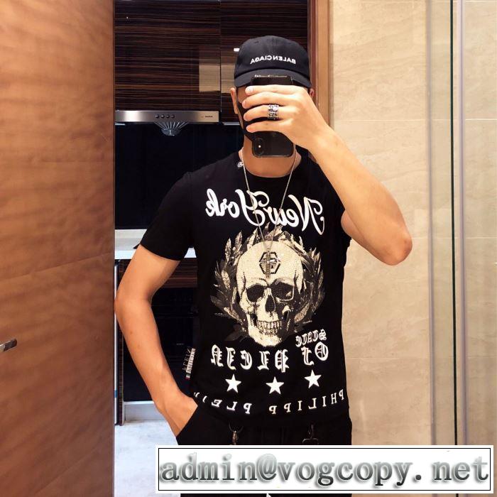 キレイめ感が強い Tシャツ/半袖  2019春夏人気トレンドアイテム 2色可選フィリッププレイン PHILIPP PLEIN