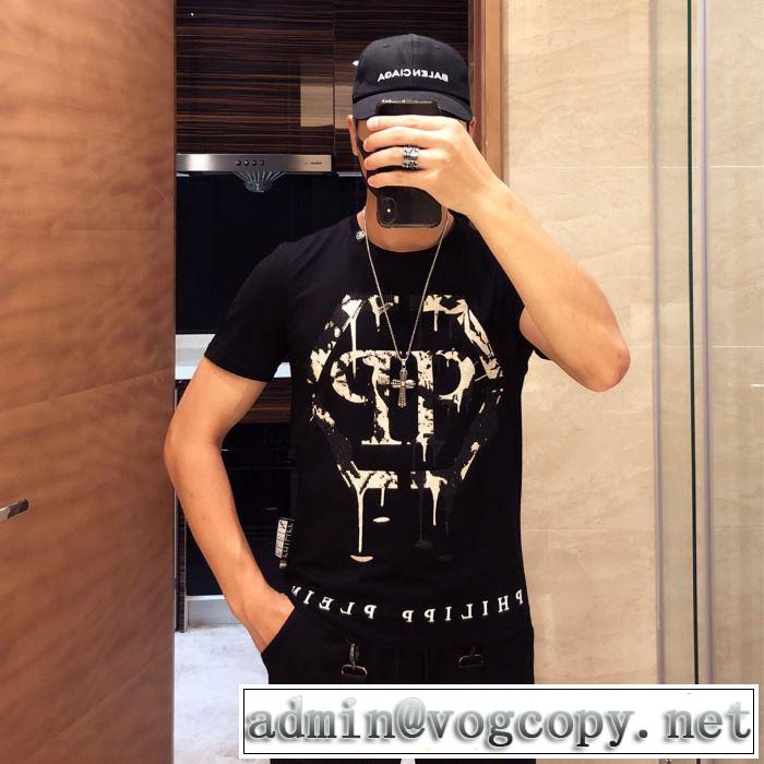 《2019年》今、注目のストリート 2色可選フィリッププレイン知的な夏のスタイル PHILIPP PLEIN  Tシャツ/半袖