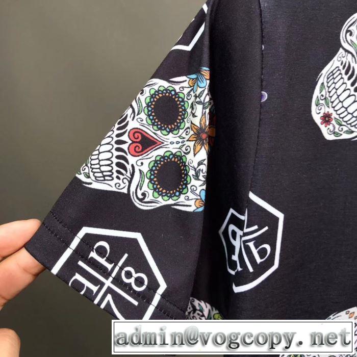 派手にはなりすぎず   PHILIPP PLEIN Tシャツ/半袖 元気な印象のコーデ  3色可選フィリッププレイン 2019SS