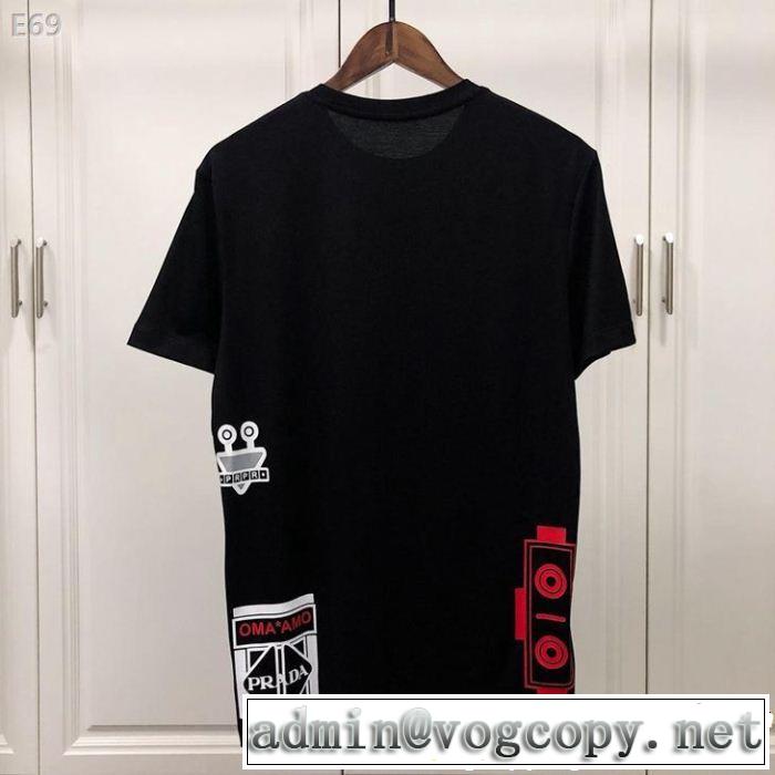 PRADA プラダ 半袖Tシャツ 2色可選 旬の気分を絶妙に 2019夏色っぽさ 今年もトレンド