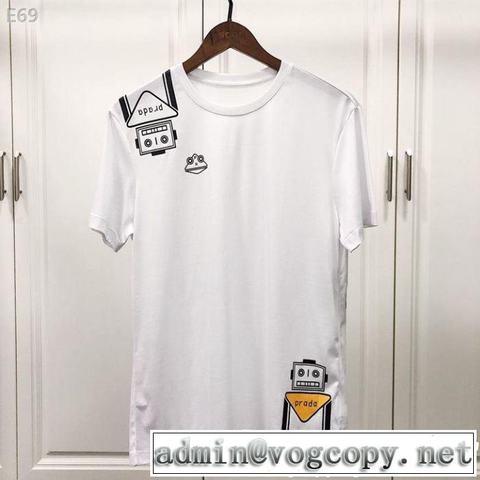 PRADA プラダ 半袖Tシャツ 2色可選 旬の気分を絶妙に 2019夏色っぽさ 今年もトレンド