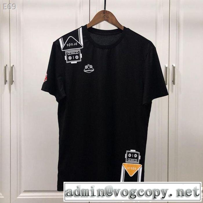 PRADA プラダ 半袖Tシャツ 2色可選 旬の気分を絶妙に 2019夏色っぽさ 今年もトレンド
