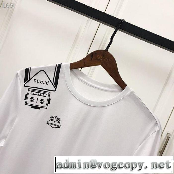 PRADA プラダ 半袖Tシャツ 2色可選 旬の気分を絶妙に 2019夏色っぽさ 今年もトレンド