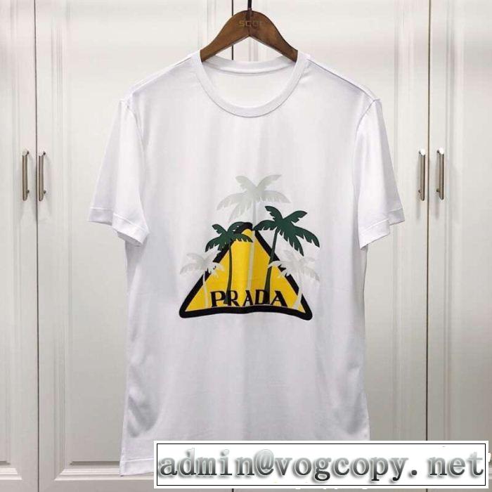春夏の流行りトップス 2019春夏も引き続きトレンド PRADA プラダ 半袖Tシャツ 2色可選